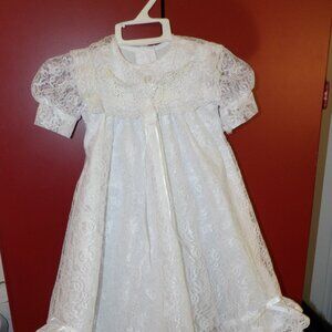 Infant Girl's White Lace Dress with Ruffle